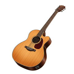 Acoustic guitar isolated on transparent background, a musical instrument for playing music