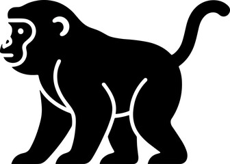 Obraz premium Simple Monochrome Monkey Silhouette Illustration Walking Wildlife Mammal Icon Graphic