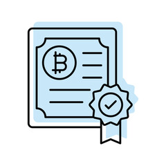 Cryptocurrency Certificate color shadow thinline icon , vector, pixel perfect, illustrator file  
