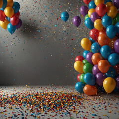 Colorful Balloons and Confetti Celebration Background