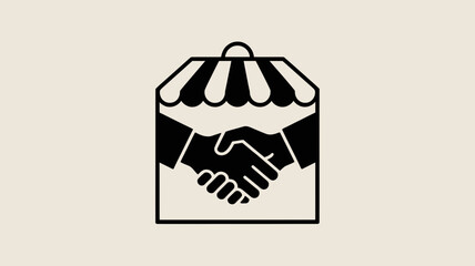 Obraz premium Shop Deal Icon Illustrating Business Acquisitions and Partnerships, Signifying Trade Agreements and Commercial Ventures, Great for Marketing and Financial Context