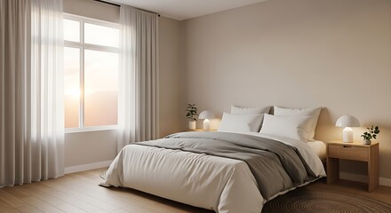 Obraz premium Cozy Bedroom Interior Design.