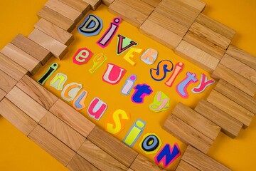 Vibrant Letters Spell Out Diversity Equity Inclusion Surrounded By Wooden Blocks