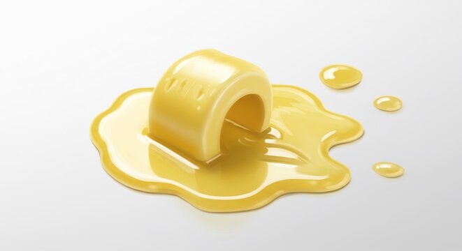 A single pat of butter melting into a pool of liquid gold.