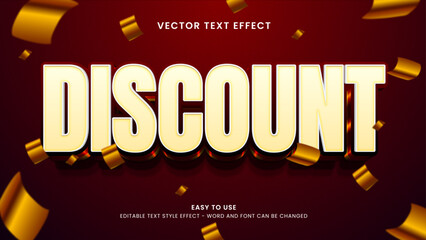 discount editable text effect 3d vector