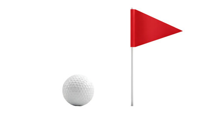 Obraz premium Golf ball and red flag isolated on a transparent background