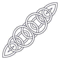 Celtic knotwork design with interlocking rings and leaf shapes