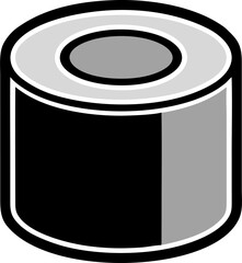 Stylized Sushi Roll with Distinctive Black, White, and Gray Color Scheme