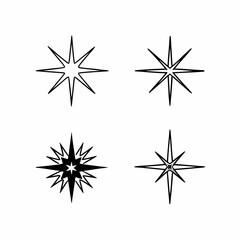 Collection of four stylized starburst and sparkle icons