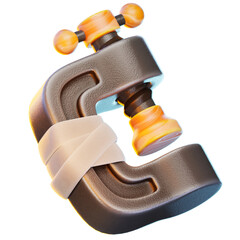 clamp 3d render icon, construction illustration