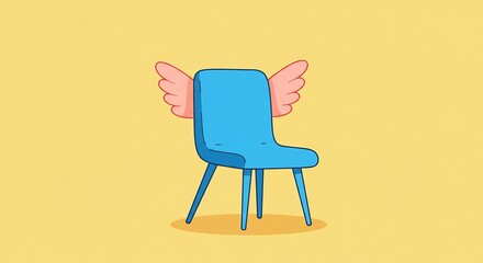 Fototapeta premium Blue Chair with Pink Wings.