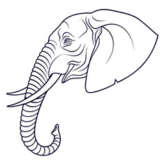 Stylized outline of an african elephant head facing left