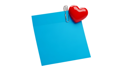 Blue note heart clip isolated on a transparent background