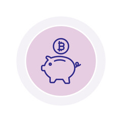 Bitcoin Piggy bank color circle icon , vector, pixel perfect, illustrator file 
