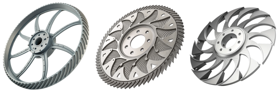 Discover cutting-edge engineering with these precision-designed turbine rotors, ideal for showcasing advanced industrial technology and innovative mechanical design