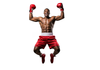 Boxer jumping with joy isolated on transparent background