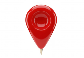 Red glossy location marker isolated on a transparent background