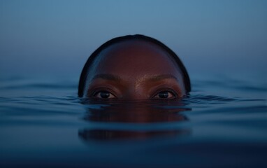 Woman's head is partially submerged in water
