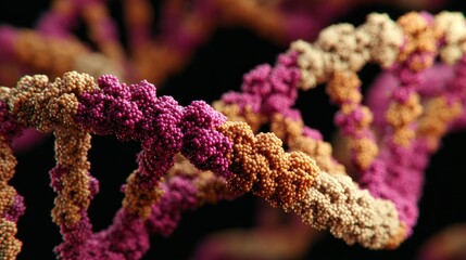 3D rendering of a colorful double helix strand against a black backdrop