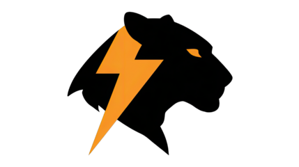Orange lightning bolt icon energy power speed symbol on transparent