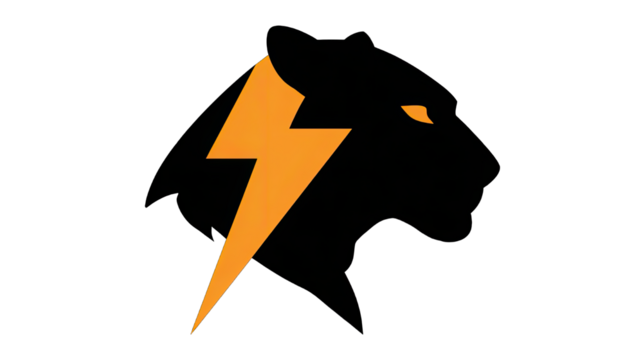 Orange lightning bolt icon energy power speed symbol on transparent