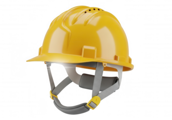 Yellow hard hat protective headwear isolated on a transparent background