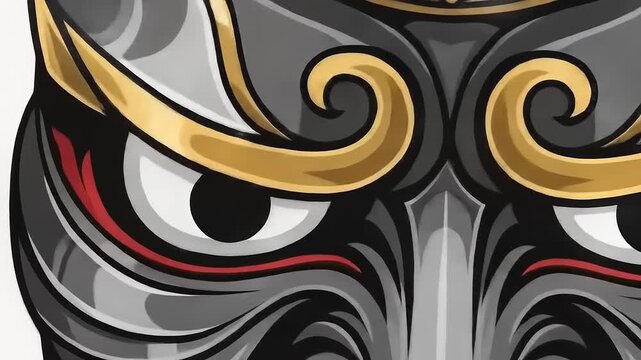 Intricate Samurai Mask Illustration - A Fusion of Art and Tradition.
