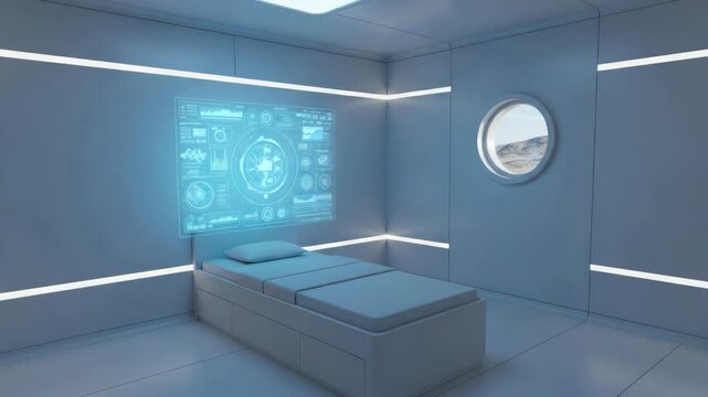 Futuristic Medical Bay Ambience: A Clean and Minimalist Healing Environment Portrayal