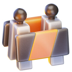 road barrier 3d render icon, construction illustration