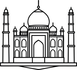 taj mahal outline vector illustration line art
