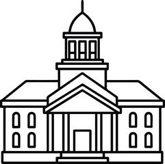 town hall outline vector illustration line art
