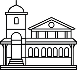 train station outline vector illustration line art