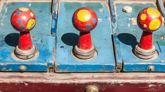 Vintage game controls amusement park photography outdoor close-up nostalgia