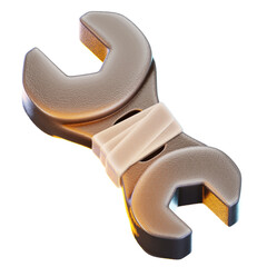 spanner 3d render icon, construction illustration
