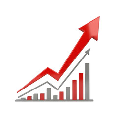 3d upward trend arrow and bar chart symbolizing financial growth transparent background