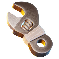 wrench 3d render icon, construction illustration