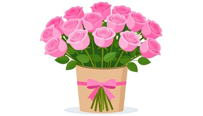 Obraz premium Pink roses in a pot