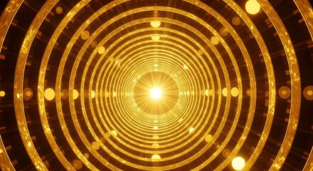 Golden Circular Tunnel Visual Effect.