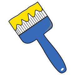 Illustration of a Paint Brush with Yellow Paint