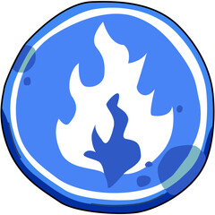 Blue Circle with White Flame Illustration