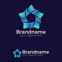 Abstract Star Shaped Swirl Logo Design: Modern Concept Symbol for Technology, Digital Services, Photography, and Dynamic Business Identity