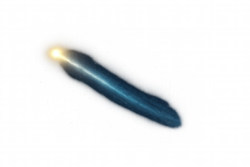 Falling star or comet with glowing light trail in outer space, dynamic shooting star visual effect on transparent background