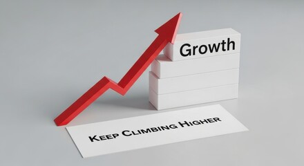 Red arrow indicating growth and keeping climbing higher
