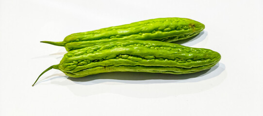 Bitter melon (Peria) White vegetable background