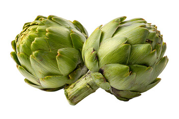 Obraz premium Two artichokes isolated on a transparent background