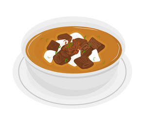A bowl of coto makassar illustration