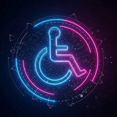 Accessibility Symbol Neon Light Graphic Design.