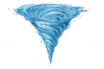 Water vortex creating a swirling whirlpool, liquid tornado element with water splash, aqua blue fluid shape