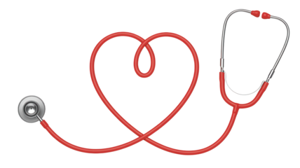 Red stethoscope forming a heart shape  symbolizing cardiology and healthcare