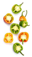 Colorful pepper halves